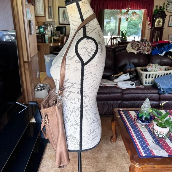 Coach Alexandra F17566 Bronze Pebbled Leather Large Tote Shoulder Bag Brass. - Picture 5 of 17